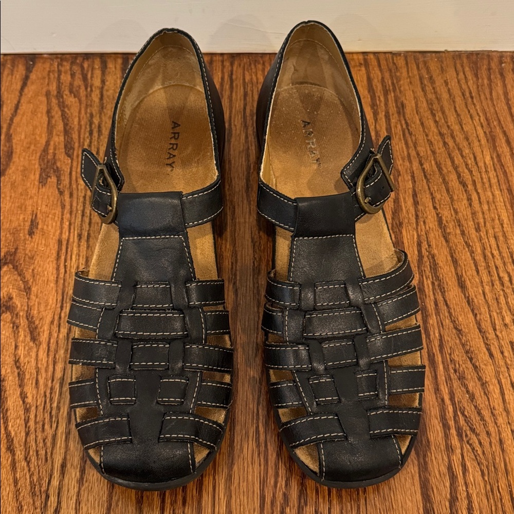 Array Black Woven Leather Fisherman Sandals, 8.5N - Picture 3 of 12